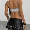 MakeMeChic Women's Square Neck Sports Bra Spaghetti Strap Wireless Square Back Workout Bra Crop Tops (M)