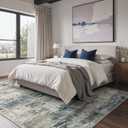 8x10 Area Rugs Washable Blue Rug for Living Room Bedroom, Abstract Modern Large Rug Non Slip, Water Repellent Low Pile Soft Carpet for Dining Room, Navy Blue
