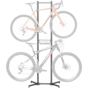 CXWXC 2-/4-Bike Storage Rack with Basket - Indoor Bike Rack for Garage/Apartment - Road Mountain and Hybrid Bike Garage & Home