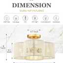 Rattan Light Fixtures Ceiling Mount, 4-Light 14" Boho Semi Flush Mount Ceiling Light with White Hand-Woven Shade in Quatrefoil Shape for Kitchen Nursery Bedroom, Gold, AD-22007-4SF-RA-WH