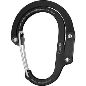 GEAR AID HEROCLIP (Large) Carabiner Gear Clip and Hook for Hanging Heavy Duty Items, Camping Backpacks, Suitcases, Kayaks, Bicycles and More (Stealth Black)