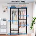 Heavy Duty Clothes Rack, 3 Tiers Sturdy Metal Clothing Rack with Hanger Rods & Shelves, Portable Closet Rack for Bedroom 45" W × 16" D × 76" H, Garment Rack Holds 450lb, Easy Assembly&Storage