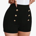 Floerns Women's Elegant High Waist Double Button Office Straight Leg Shorts, No Size Mark