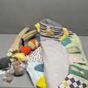 Baby Play Mat Activity Gym,6 Developmental Zones Tummy Time Mat, Foldable Wooden Baby Play Gym with 7 Detachable Sensory Toys for Newborn Brain Development, Essential Baby Shower Set (17X12.9X5 Inch, Grey)