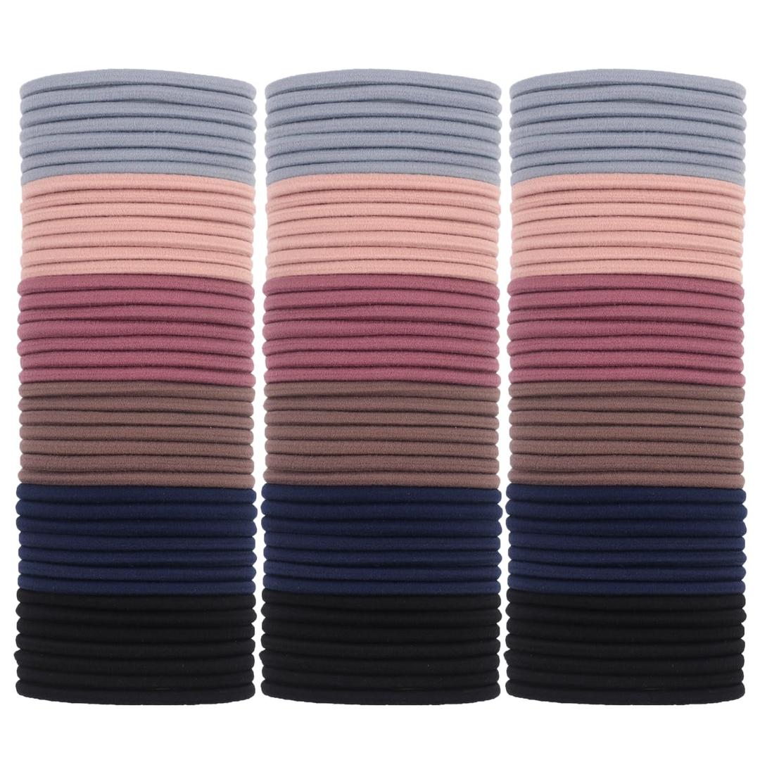 120 PCS Elastics Hair Ties of Mix Colors Series Set for Medium to Thick and Curly Hair,No Damage Hair Ponytail Holders,for Women or Girls(4mm)