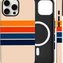 Magnetic for iPhone 13/14 Case Cute Stripes Phone Case, Shockproof Slim TPU and Hard PC Protective Phone Cover Compatible with MagSafe Designed for Women Girls,Retro