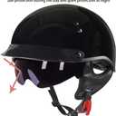 Motorcycle Half Helmet with Retractable Inner Sun Shade Quick Release Buckle DOT Approved Half Face Cycling Helmets for Men Women Adult (Black, XL)