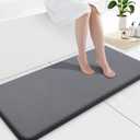Smiry Memory Foam Bath Mat 47x20, Extra Soft and Absorbent Bathroom Mats, Non Slip Washable Carpet for Floor, Shower and Tub, Dark Grey