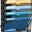 SUPEASY 7-Tier Mesh Wall File Holder, Hanging Wall File Organizer, Office Organization for Papers, Mails, Folders, Files Clipboard Magazine Rack, Black