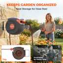 New Retractable Garden Hose Reel 1/2 inch x 50 ft Any Length Lock 9 Pattern Nozzle Wall-Mounted Automatic Slow Return 180 Swivel UV Resistant Heavy Duty Hose Reels for Outside