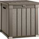 YITAHOME Deck Box, 51 Gallon Weatherproof Outdoor Storage Container for Patio Cushions, Pool Supplies, Garden Tools, Lockable Lid and Side Handles, Light Brown