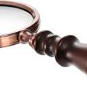 Hiceeden 10X Antique Magnifying Glass, Brass Handheld Magnifier with Wooden Handle, Decorative Reading Magnifying Lens, Vintage Gift for Elderly, Senior
