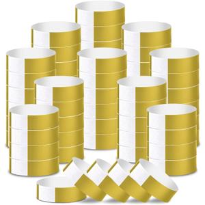 2000 Pcs Paper Wristbands for Events Waterproof Neon Gold Wrist Bands Adhesive Concert Identification Wristbands Hand Bands for Events(Gold)