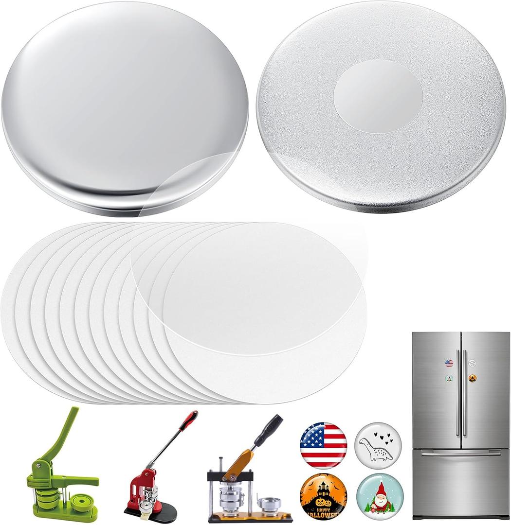 52 Sets Magnet Button Maker 2.25 Inches/ 58 mm (Approx. 2-1/4 Inch) Metal Fridge Magnet Supplies Round Badge Pin Button Parts for Fridge Office Locker Whiteboard, Machine Not Included