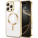 Hython Magnetic Clear for iPhone 16 Pro Max Case with Camera Lens Protector [Compatible with MagSafe] Plating Edge Slim Soft TPU Cover Protective Phone Case for iPhone 16 Pro Max 6.9", Clear