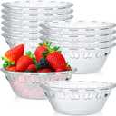 Tessco for you 12 Pack 5.3in Clear Glass Bowls 10 oz Small Glass Custard Cups Dessert and Prep Bowls Ideal for Sauces Dips Nuts Oats Candy Dessert Cereal