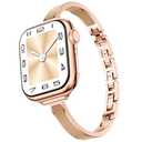 Mosonio Slim Bracelet Bands for Apple Watch Women, Elegant Thin Metal Band with Embedded Silicone Accents for iWatch, Easy-Adjust Link Strap Compatible with Apple Watch Ultra (49mm) & Series 11/10 (46mm), Series 9/8/7 (45mm), Series 6/5/4/SE (44mm),