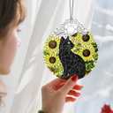 2 x Stained Glass Ornament, Christmas Ornament, Hanging Ornaments for Home Decor & Christmas Tree Ornaments  Exquisite Holiday Decor, Cat Lovers Gifts, Xmas Gifts & Holiday Present - Black Cat