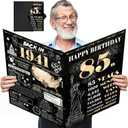 Large 85th Birthday Card With Envelope, Jumbo Happy Birthday Cards for Men Women, Black Gold Giant Guest Signature Book, Back in 1941 Big Vintage Greeting Card Decoration Bday Gift Party Supplies