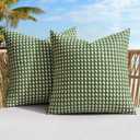 MIULEE Pack of 2 Outdoor Throw Pillow Covers Spring Decorative Farmhouse Square Waterproof Pillows for Tent Patio Garden Balcony Sofa, 18x18 Inch Green