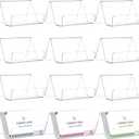 Hedume 12 Pack Business Card Holder for Desk, Office Acrylic Business Card Table Top Display Holders, Clear Name Card Holder Stand, Capacity: 50 Cards