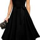DRESSTELLS Women's Cocktail Dresses, Formal Wedding Guest Church Modest Party Prom Dress 2025 (Medium, Black)