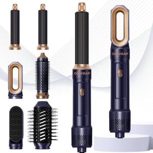 Blow Dryer Brush, 6 in 1 Auto Air Curling Iron Set 3 Temperature 1000W Powerful Negative Ionic Hair Dryer Brush Set with Thermal Brush, 60000RPM Hot Air Brush, Left&Right Curler Wand