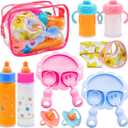 Jgalnim 15 PCS Baby Doll Accessories Magic Bottle Set,Pretend Play Feeding Toys,Doll Feeding Set with Package for Kids,Girls,Party,Gift