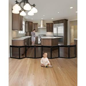 Extra Wide Baby Gate Playpen with Heat-Resistant Mesh,8 Panel Foldable Baby Fence,Indoor/Outdoor Safety Barrier,Dog Playpen & Fireplace Gate, Black, 220 Inch