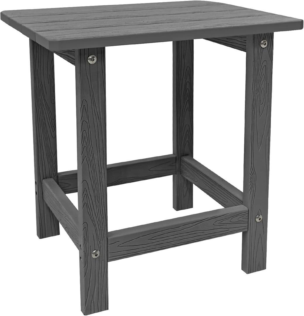 Outdoor Side Table, HDPS Single Adirondack Side Table Weather Resistant, Table for Adirondack Chair, Outside End Table for Patio, Pool, Deck, Porch, Outdoor or Indoor Use, Grey