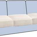 H.VERSAILTEX Stretch 3 Piece T Cushion Sofa Slipcovers Individually Sofa Cushion Covers for 3 Cushion Couch Sofa Seat Cushion Covers with Elastic Bands Featuring Thicker Jacquard Fabric, Ivory