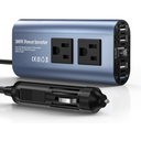 00W Car Power Inverter, DC 12V to 110V AC Car Plug Adapter Outlet with USB-Fast Charger(25W), USB-A (20W) and Dual AC Outlet, QC3.0, 4 USB Ports, Car Charger for Laptop, Phone, etc