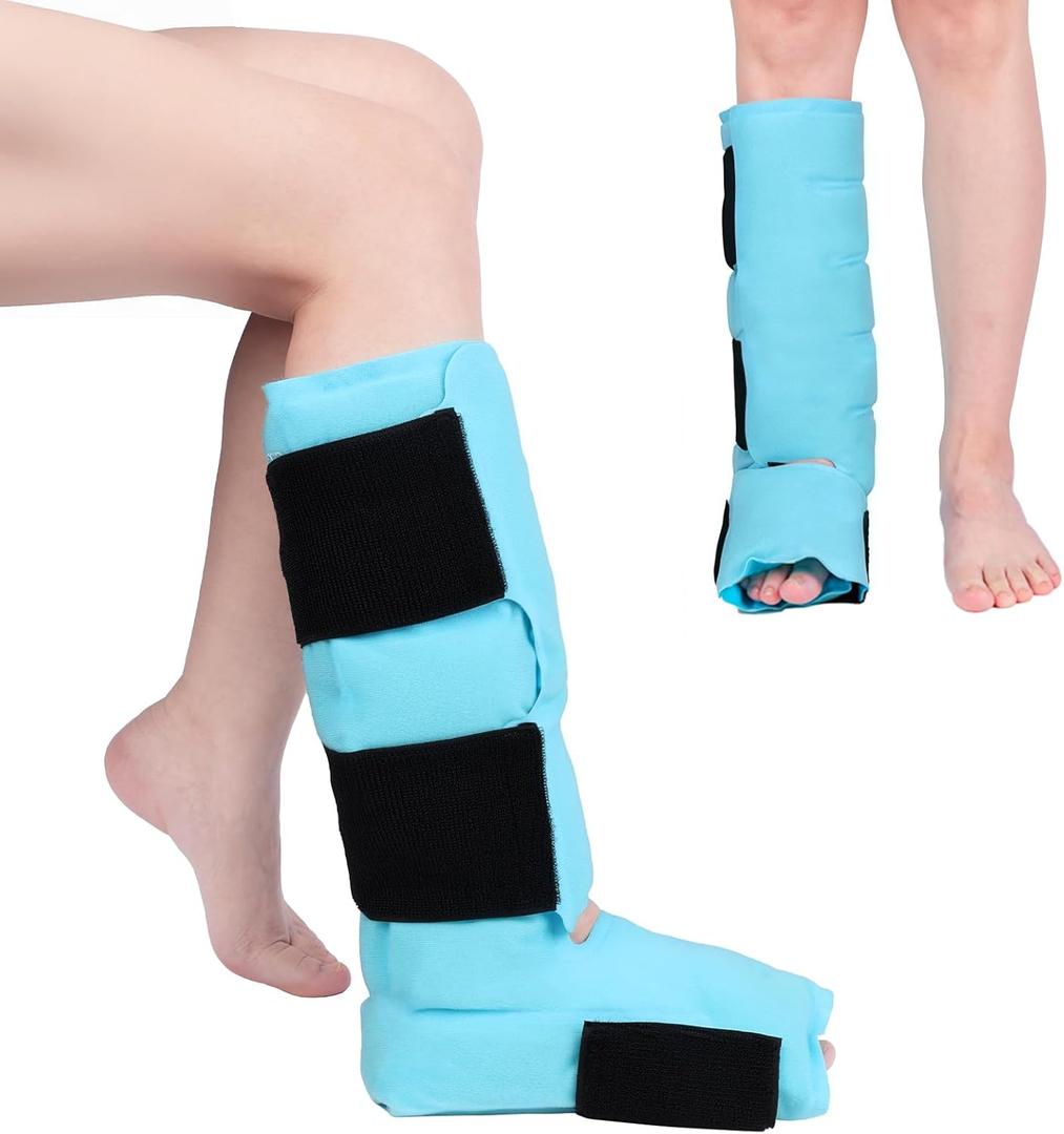 Comfytemp Ankle Foot Ice Pack Wrap, Reusable Leg Ice Boot for Injury, Achilles Tendonitis, Shin Splint, Plantar Fasciitis, Hot & Cold Compression, Sprained Ankles Brace, Post Surgery
