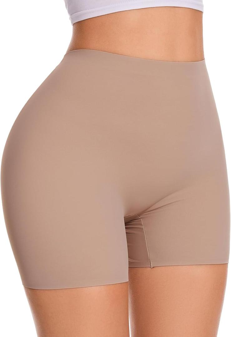 Womens Seamless Shaping Boyshorts Panties Tummy Control Shapewear Underwear Under Dress Shorts (Small, Beige-smooth)
