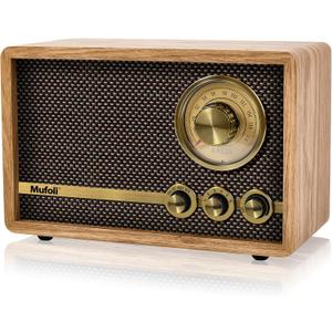 Vintage Bluetooth Speaker, Wood Retro Radio with Bluetooth for Office, Home, Bedroom, Living Room, Office, Cafe, Radio Speaker with White Noise Machine(Walnut/RA60S-E)