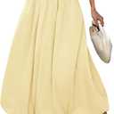 ELLEVEN Women's Bubble Maxi Skirt, Elastic Waist Puffy Hem A-Line Skirts (S)