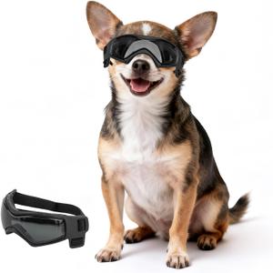 Dog Goggles Small Breed, XS Dog Sunglasses Chihuahua Glasses Anti-UV Eyes Protection for XSmall Pets Tiny Dogs Cats, Black XS