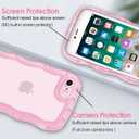 Anuck for iPhone SE Case 2022/2020, iPhone 8/7 Case Wavy Edge Clear Back Design, Anti-Slip Grip Cute Wave Curly Frame Shape Shockproof Soft TPU & Hard Bumper Protective Phone Cover, Clear Pink