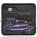 JASON Professional 10-Piece Haircut Scissors Kit - Texturizing Scissors with 30 Teeth, Straight Shears for Barber, Hairdresser, Men, Women, Stylist (6.7", Rainbow)