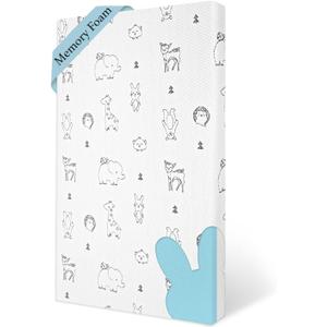 Pack and Play Mattress Pad, 38"x26" Firmness Memory Foam Thick Pack N Play Mattresses Topper, Portable Dual-Sided Baby Mattress for Pack n Play with Breathable Animal Pattern Cover