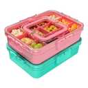 Xyptorix 2 Pcs Snack Box Container for Kids - Adjustable 12-Compartment Snack Containers, Reusable Bento Box, Dishwasher Safe, BPA-Free, Perfect for School, Travel, Camping & Picnic, Pink & Green (Medium)