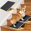 Dog Ramp for Stairs, 2 Pack Foldable Anti-Slip Stair Ramp for Small Dogs, Wooden Pet Steps for Senior, Adjustable Low-Angle Dog Stair