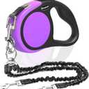 Double Retractable Dog Leash for Two Dogs Up to 110 lbs - 16 ft Coupler Leashes for Small Medium Dogs - One Locked System, Non Slip Grip, Tangle Free (Purple)