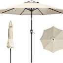 9 FT Patio Umbrella for Outdoor, Outdoor Umbrella with Push Button Tilt and Crank, Outdoor Patio Umbrellas with 8 Sturdy Ribs for Market, Garden, Deck, Backyard, Pool (Cream-white)