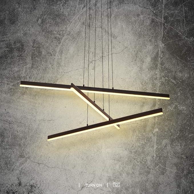 Artop 47" Linear Pendant Light 20W Minimalist Hanging LED Island Chandelier Light Fixture for Kitchen Island Dinning Room Commercial Office Matte Black