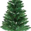 2FT Artificial Christmas Tree Tabletop Christmas Tree with Plastic Stand Mini Xmas Pine Tree for Party Supplies Indoor Outdoor Holiday Home Decoration (Green)