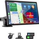 Portable Carplay Screen for Car, 7" Wireless Carplay & Android Auto with Bluetooth, HD Backup Camera, GPS Navigation, Siri, FM, AUX, Mirror Link for All Vehicles