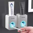 Toothpaste Dispenser, 2 PCS Automatic Toothpaste Squeezer Dispenser for Kids & Family Shower, is Wall Mount Bathroom Accessories with Super Sticky Suction Pad. (Grey-Grey)