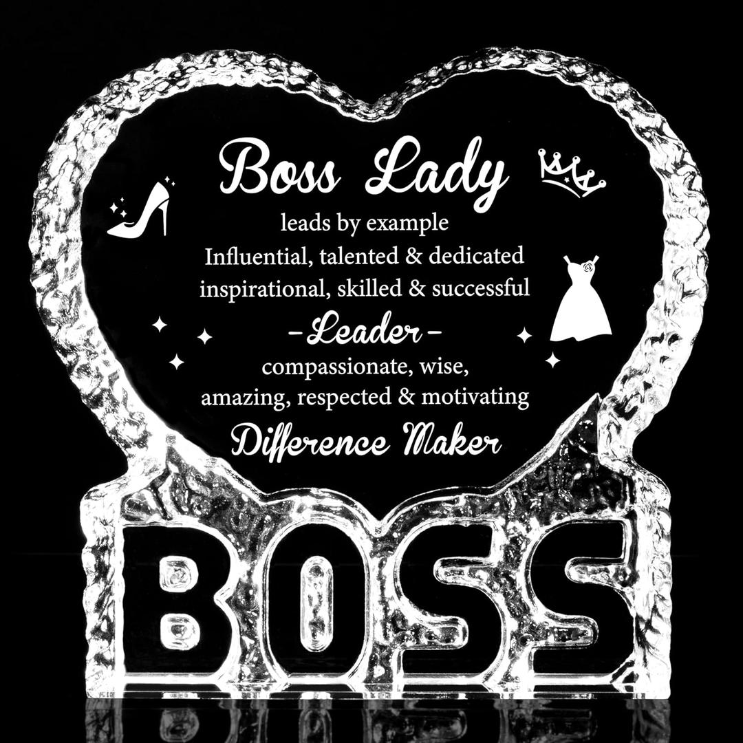 3 x Yopyame Boss Lady Gifts for Women - K9 Crystal Keepsake Gift for Boss Female Office Decor Boss Day Appreciation Christmas Retirement Going Away Promotion Thank You Birthday Gifts for Female Leaders