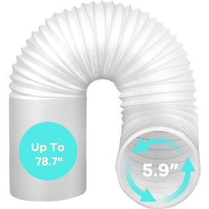 80" Length 5.9 Inch Diameter Portable Air Conditioner Hose with Anti-Clockwise Thread, Replacement Mobile AC Unit Exhaust 6" Vent Hose For LG Hisense Haier Delonghi Air Conditioning Parts